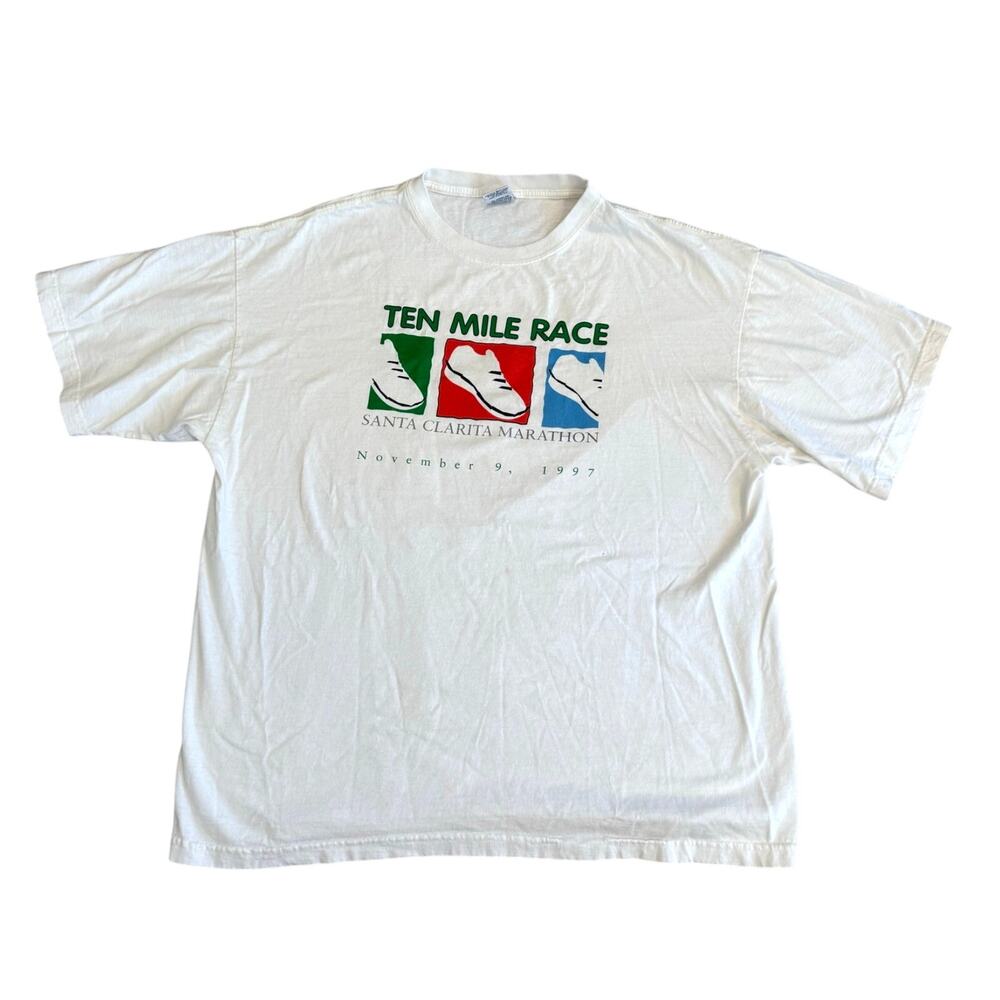 Vintage 1997 Marathon T-Shirt Men's XL Santa Clarita 10 Mile Heavyweight USA